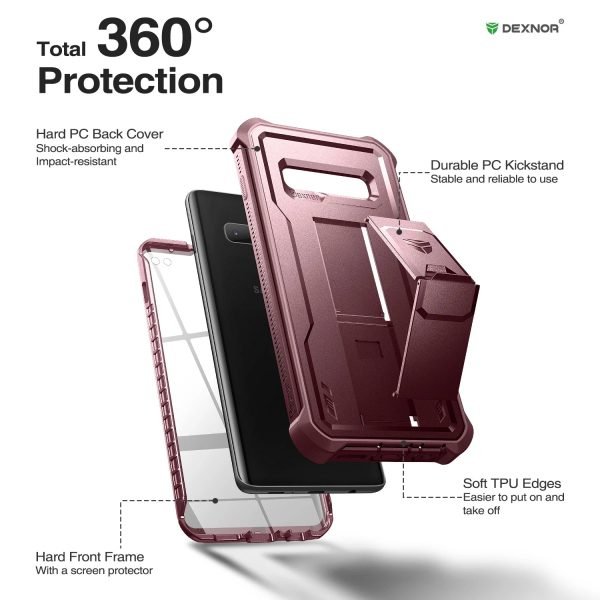 360 Full Body Protector Case PC sheet + shell TPU For Samsung Galaxy S10 Plus bracket Case with Built in Screen Protector case - Image 3