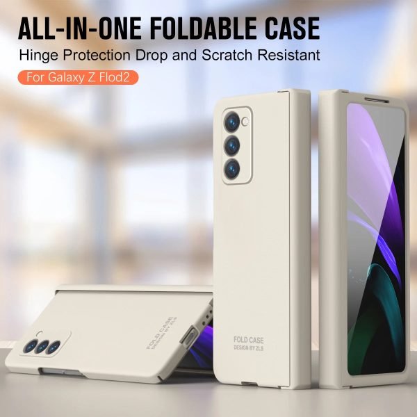 360 Full Protection Hinge Case For Samsung Galaxy Z Fold 2 3 4 5 Tempered Glass Original Liquid Matte PC Phone Cover Coque