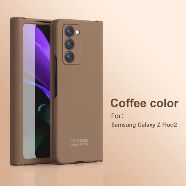 360 Full Protection Hinge Case For Samsung Galaxy Z Fold 2 3 4 5 Tempered Glass Original Liquid Matte PC Phone Cover Coque - Image 6