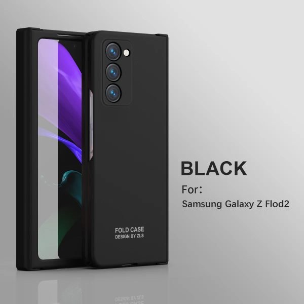 360 Full Protection Hinge Case For Samsung Galaxy Z Fold 2 3 4 5 Tempered Glass Original Liquid Matte PC Phone Cover Coque - Image 7