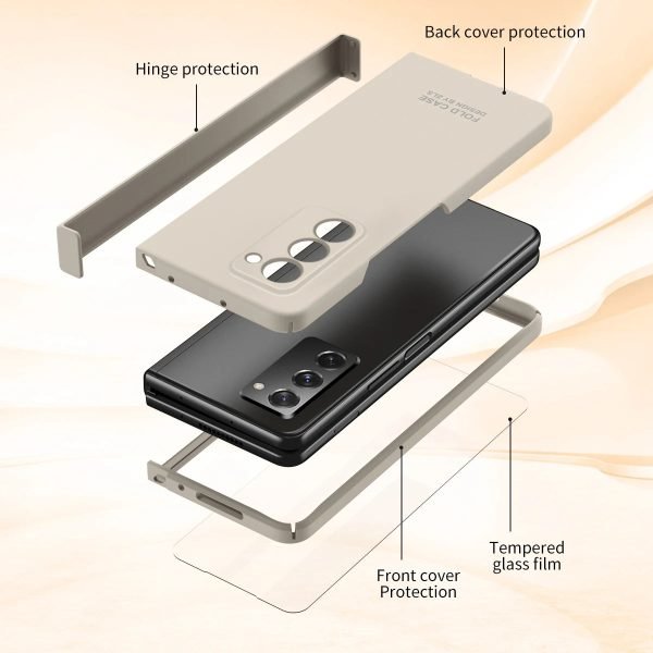 360 Full Protection Hinge Case For Samsung Galaxy Z Fold 2 3 4 5 Tempered Glass Original Liquid Matte PC Phone Cover Coque - Image 3