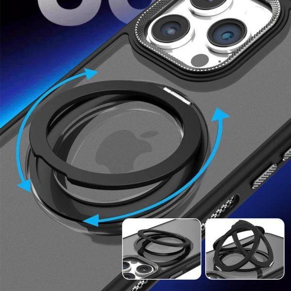 360°rotating Magsafe Stand Heat Dissipation Phone Case For iPhone 11 12 13 14 15 Pro Max Magnetic Bracket Soft Frame Matte Cover - Image 2