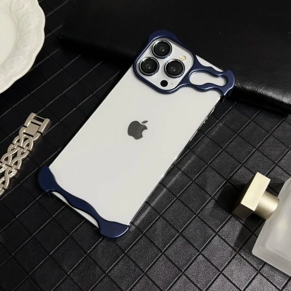 Aluminum Alloy Irregular Metal Bumper Phone Case For iPhone 13 14 15 Pro Max 15Plus Titanium Lens Ring Protection Alien Cover - Image 9