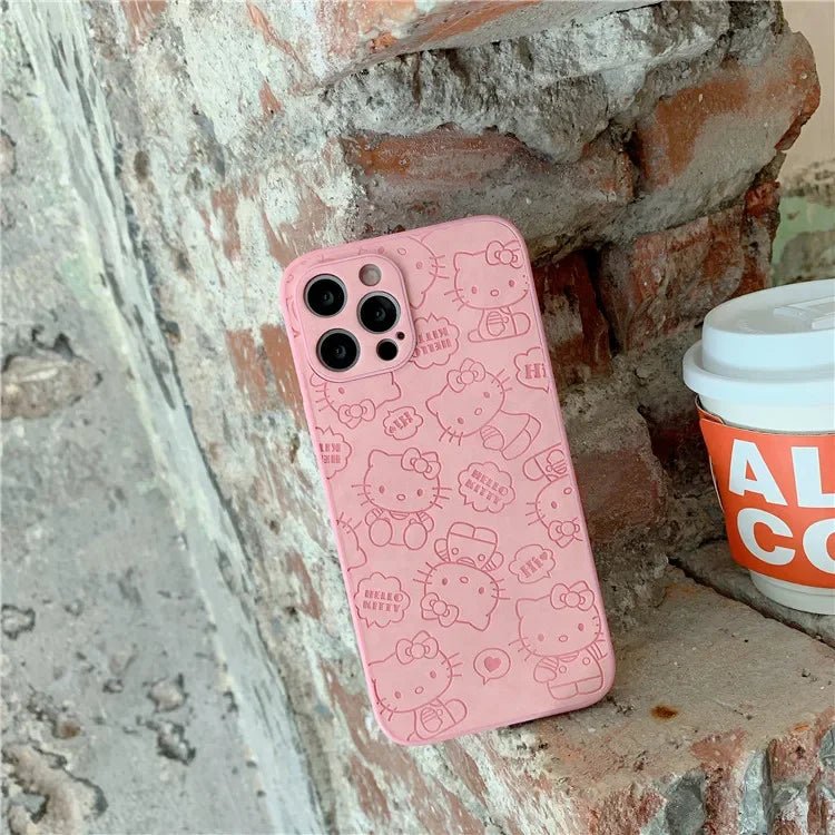 Anime Pink Hello Kitty Sweet girls cartoon Phone Case For iPhone 15 14 13 12 11 Pro Max Xr Mini 7 8 14 Plus Case Cute Soft Cover - Image 4