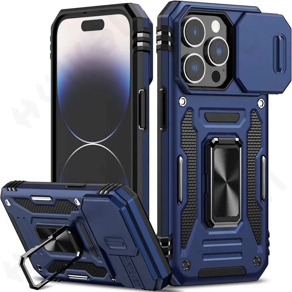 Case For iPhone 15 Pro Max Plus Ring Stand Armor Anti-fall Slide Camera Kickstand iPhone 15 Pro Magnetic Car Cover - Image 8