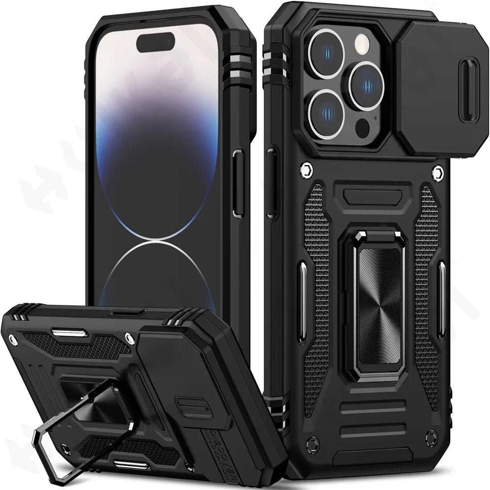 Case For iPhone 15 Pro Max Plus Ring Stand Armor Anti-fall Slide Camera Kickstand iPhone 15 Pro Magnetic Car Cover - Image 7