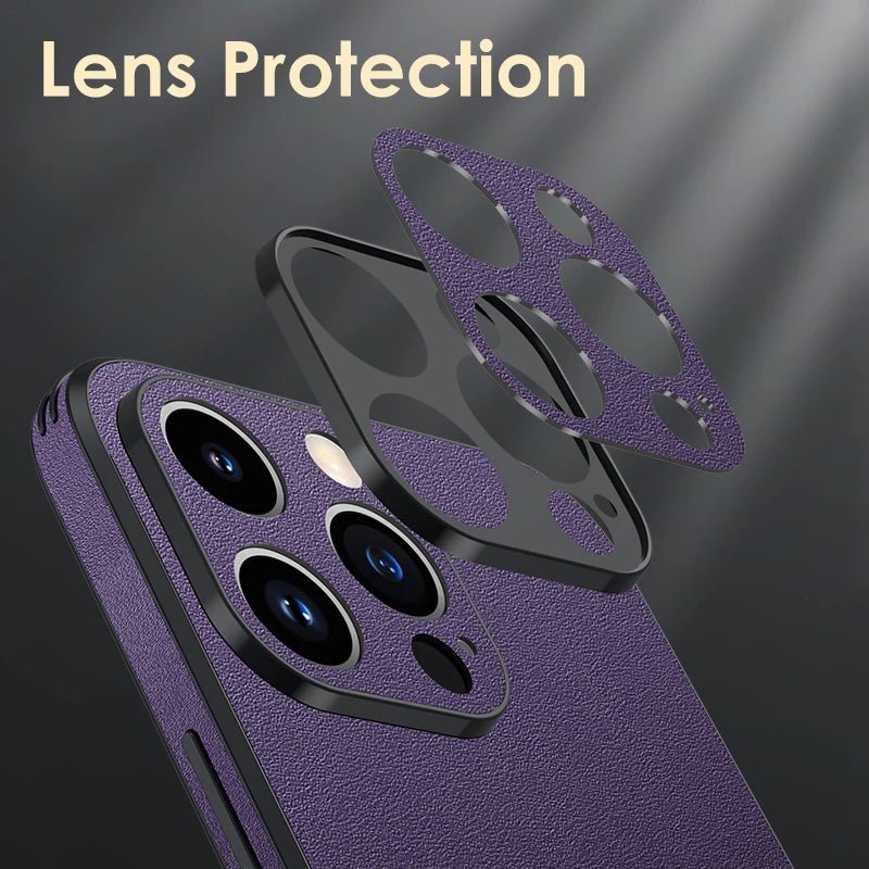 Cowhide Leather Phone Case For Iphone 11 12 13 14 Pro Max 14Plus Lens Protection Anti-fingerprint Shockproof Soft TPU Thin Cover - Image 5