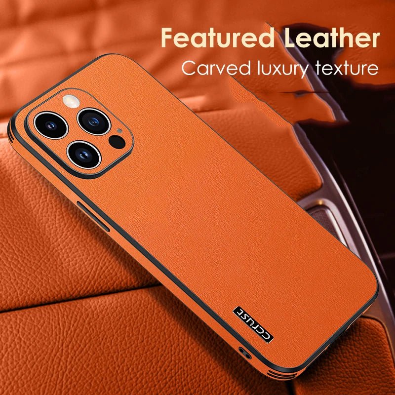 Cowhide Leather Phone Case For Iphone 11 12 13 14 Pro Max 14Plus Lens Protection Anti-fingerprint Shockproof Soft TPU Thin Cover - Image 2