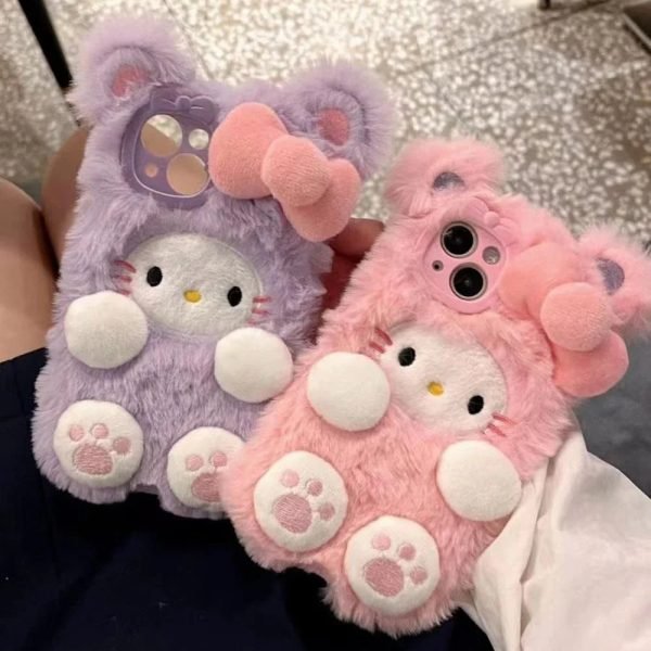 Fall Winter Plush Cute Plush Stereo Phone Case For iPhone 15 14 13 12 Pro Max 11 Case - Image 3