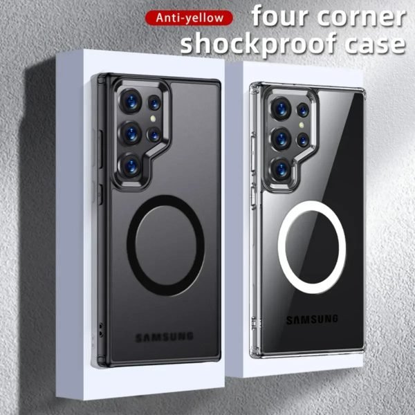 For Magsafe Samsung Galaxy S24 Ultra Case Transparent Matte Soft Silicone Magnetic Wireless Charging Shockproof Case Accessories - Image 3