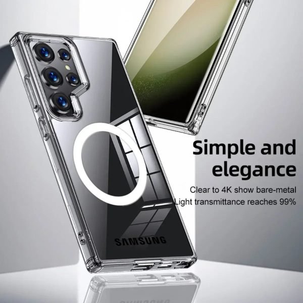 For Magsafe Samsung Galaxy S24 Ultra Case Transparent Matte Soft Silicone Magnetic Wireless Charging Shockproof Case Accessories - Image 6