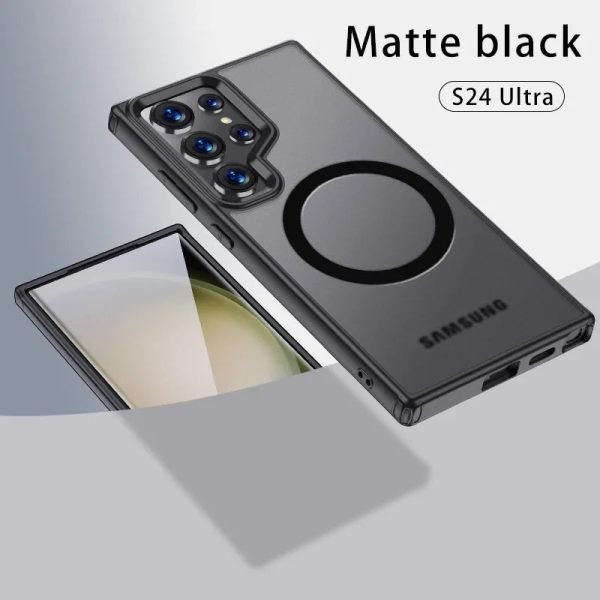 For Magsafe Samsung Galaxy S24 Ultra Case Transparent Matte Soft Silicone Magnetic Wireless Charging Shockproof Case Accessories - Image 7