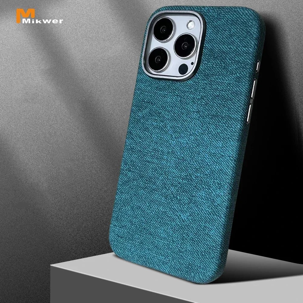 For Magsafe Wireless Charging Denim Fabric Magnetic Phone Case For iPhone 12 13 14 15 Pro Max Metal Lens Ring Shockproof Cover - Image 11