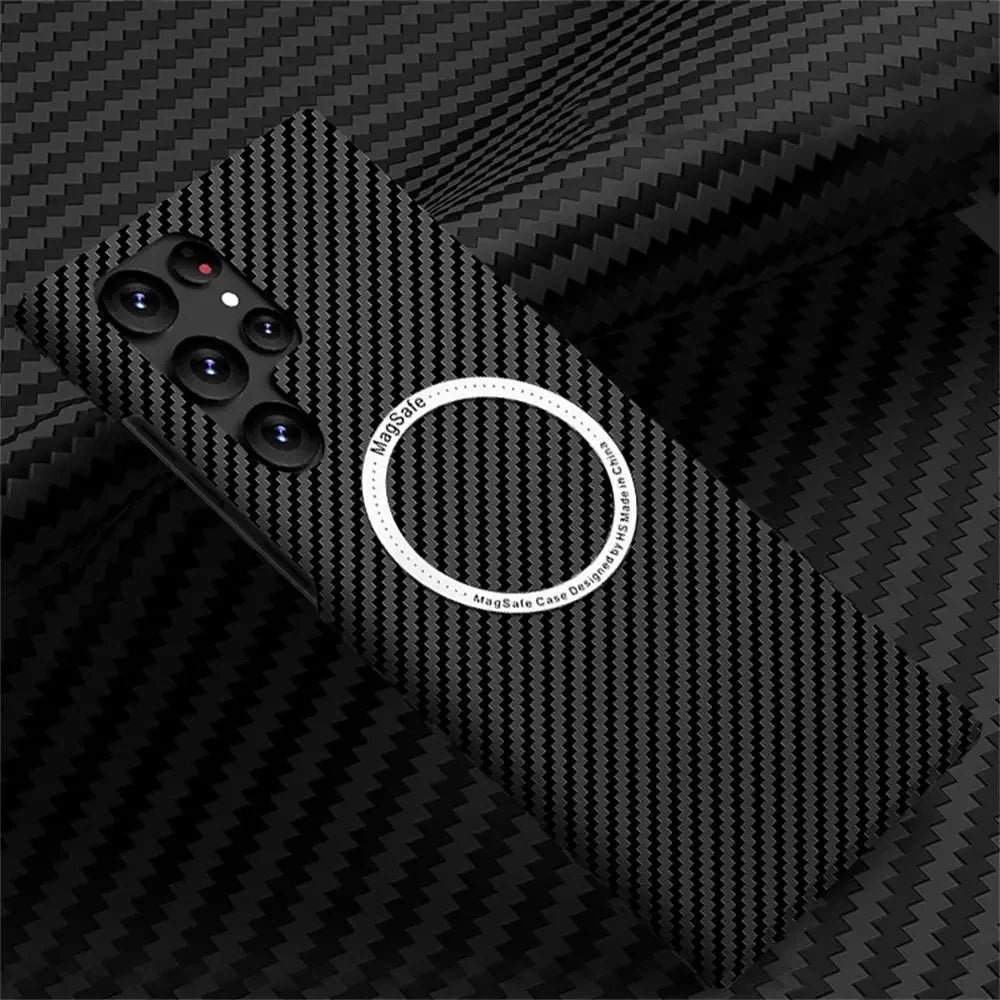 For Samsung S24 S22 S23 Ultra Case Carbon Fiber Magnetic Magsafe Wireless Charging Luxury Matte Shockproof Hard Cover Accessory - Image 7