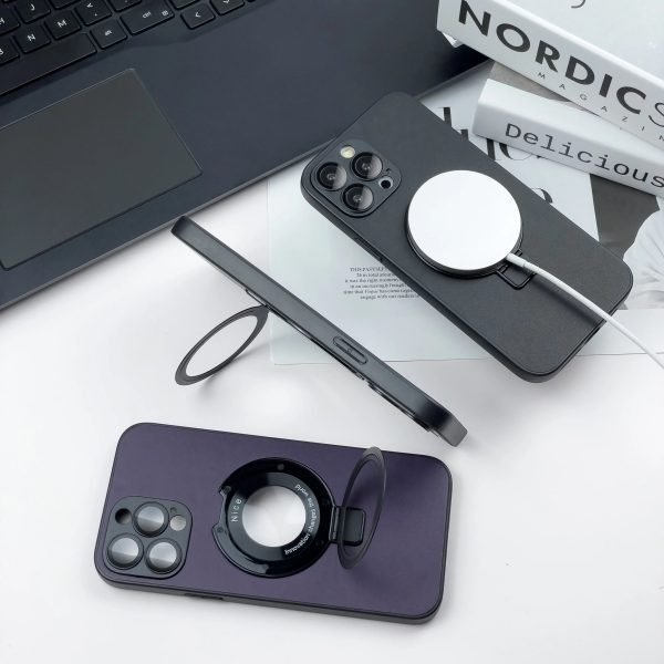 Leather Texture Ring Holder Case For iPhone 14 Pro Max For iPhone 11 12 13 Pro 14Plus Shockproof Bracket Shell Wireless Charging - Image 2