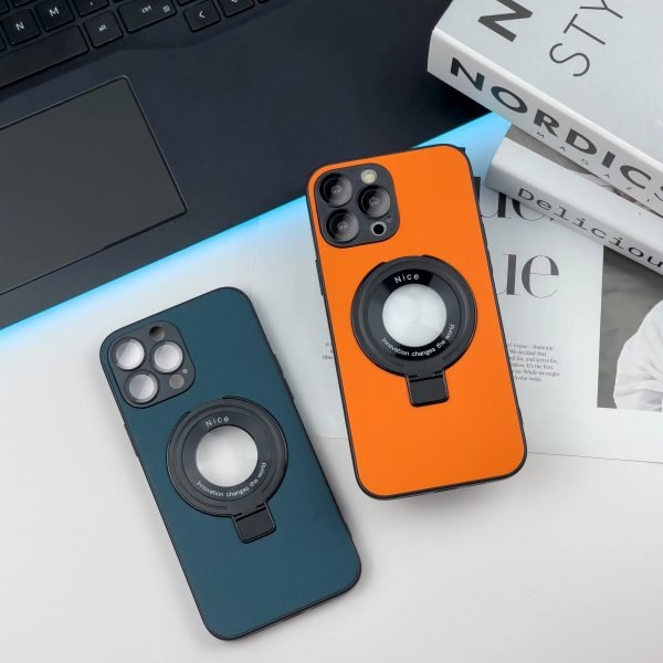 Leather Texture Ring Holder Case For iPhone 14 Pro Max For iPhone 11 12 13 Pro 14Plus Shockproof Bracket Shell Wireless Charging - Image 3
