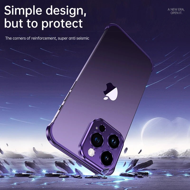 Luxury Aluminum Corner Pad Metal Lens Camera Protect Case For Iphone 15 12 13 14 Pro Max Shockproof Simple Cover For IPHON Plus - Image 4