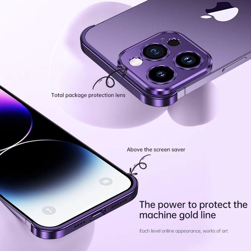 Luxury Aluminum Corner Pad Metal Lens Camera Protect Case For Iphone 15 12 13 14 Pro Max Shockproof Simple Cover For IPHON Plus - Image 2