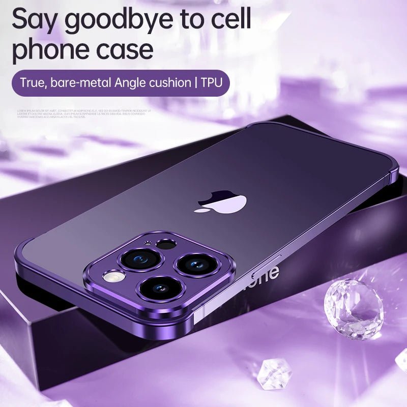Luxury Aluminum Corner Pad Metal Lens Camera Protect Case For Iphone 15 12 13 14 Pro Max Shockproof Simple Cover For IPHON Plus - Image 5
