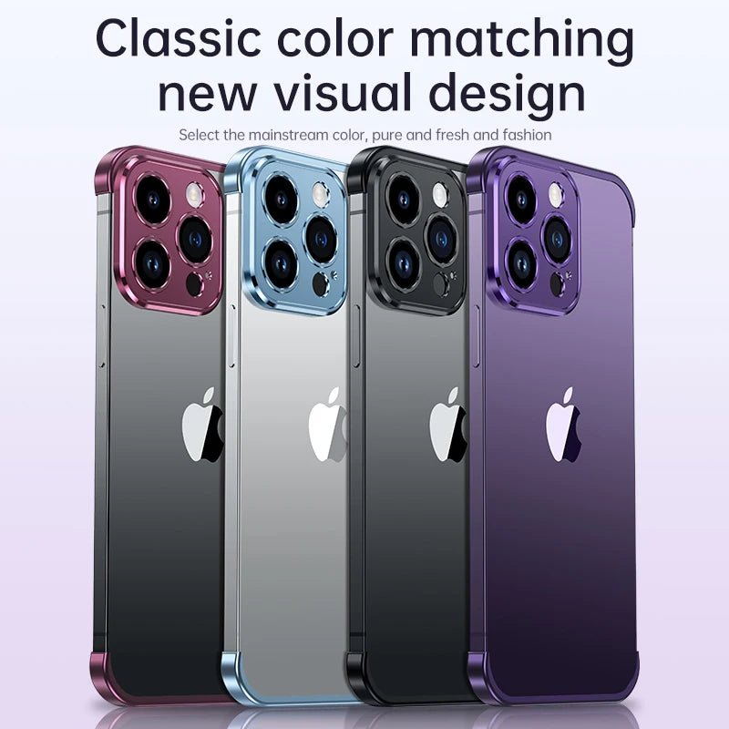 Luxury Aluminum Corner Pad Metal Lens Camera Protect Case For Iphone 15 12 13 14 Pro Max Shockproof Simple Cover For IPHON Plus - Image 6