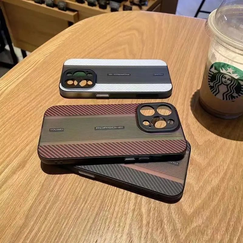 Luxury Carbon Fiber Texture Phone Cases For Iphone 14 13 12 Pro Max 14 Plus Supercar Style Gradient Color Shockproof TPU Cover - Image 3