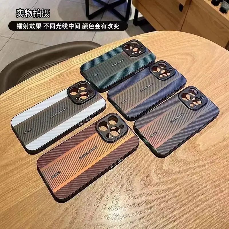 Luxury Carbon Fiber Texture Phone Cases For Iphone 14 13 12 Pro Max 14 Plus Supercar Style Gradient Color Shockproof TPU Cover - Image 5