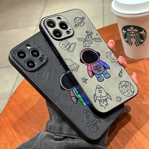 Luxury Cortex Astronaut Phone Case For iPhone 15 14 13 12 11 Pro Max 7 8 Plus X Xs XR Max Laser Bumper Cases Cover - Image 2