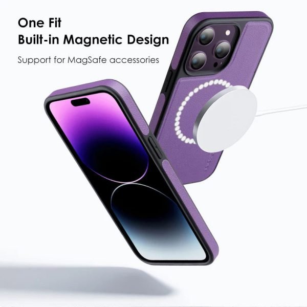Luxury Leather Fur Magnetic Phone Case For Iphon 14 Pro Max 14Plus Soft TPU Frame Shockproof Cover For Magsafe Wireless Charging - Image 5