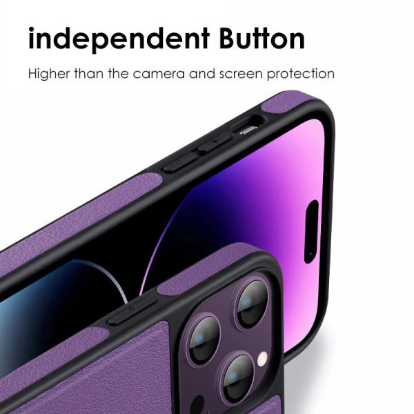 Luxury Leather Fur Magnetic Phone Case For Iphon 14 Pro Max 14Plus Soft TPU Frame Shockproof Cover For Magsafe Wireless Charging - Image 2