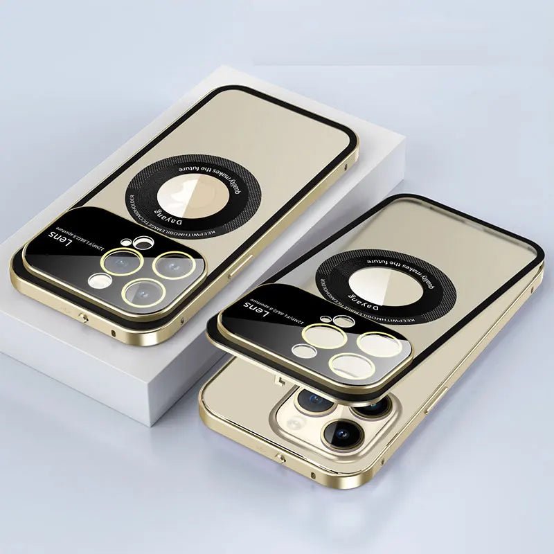 Luxury Metal Frame Magnetic Phone Case For iPhone 14 13 12 Pro Max Aluminum Alloy Bumper Glass Lens Protection Frosted BackCover - Image 9