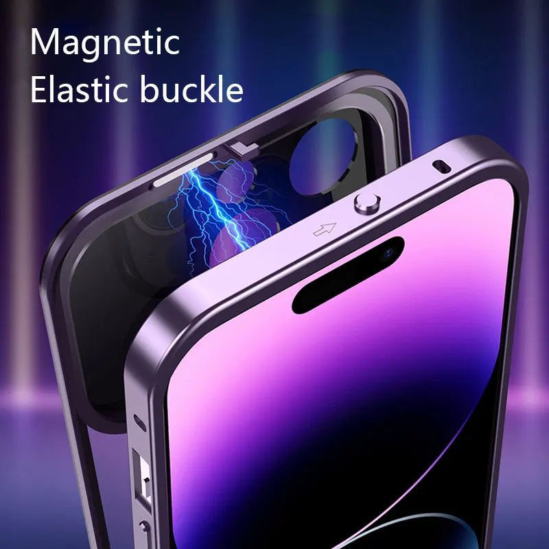 Luxury Metal Frame Magnetic Phone Case For iPhone 14 13 12 Pro Max Aluminum Alloy Bumper Glass Lens Protection Frosted BackCover - Image 5