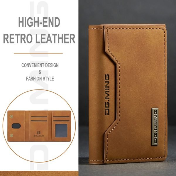 Magnetic Card Wallet Bank ID Folding Phone Card Holder Case For IPHON Samsung Google Huawei Vintage Pu Leather Purse Slim Credit