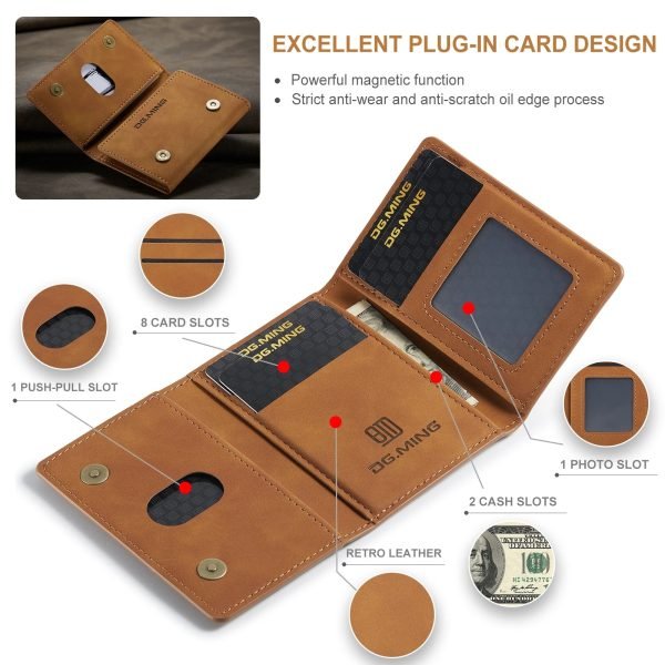 Magnetic Card Wallet Bank ID Folding Phone Card Holder Case For IPHON Samsung Google Huawei Vintage Pu Leather Purse Slim Credit - Image 2