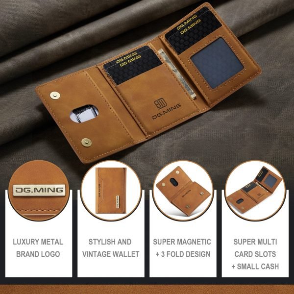 Magnetic Card Wallet Bank ID Folding Phone Card Holder Case For IPHON Samsung Google Huawei Vintage Pu Leather Purse Slim Credit - Image 3