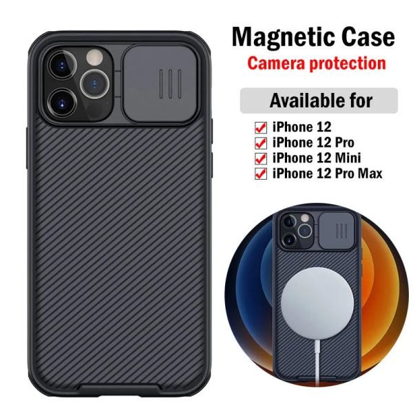 Magnetic Case for Apple iPhone 13 12/13 12 Pro/11 12Pro Max Case Camshield Camera Protection Cover Suitable for Magsafe Charging - Image 2