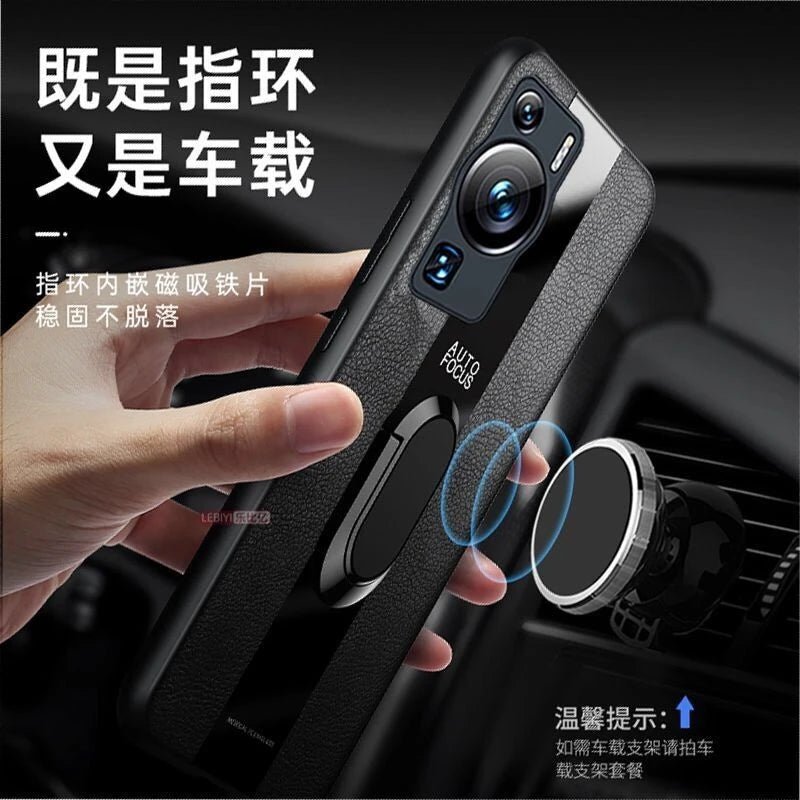 Magnetic Holder Case For Huawei P60 Pro Case Luxury PU Leather Cover For Huawei P60 P60Pro P 60 Art Ring Capa Shockproof Bumper - Image 4