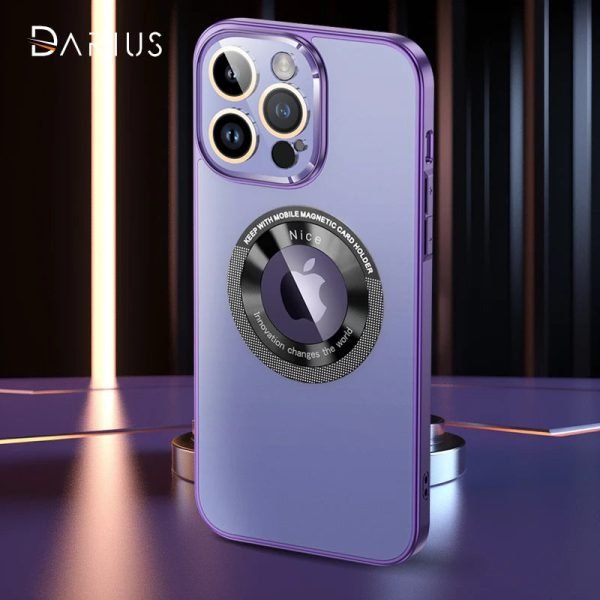 Magnetic Luxury Plating Phone Case For Iphone 12 13 14 Pro Max 14Plus Glass Lens Film Camera Protection Electroplating PC Cover