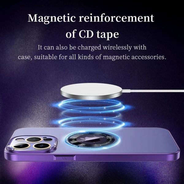 Magnetic Luxury Plating Phone Case For Iphone 12 13 14 Pro Max 14Plus Glass Lens Film Camera Protection Electroplating PC Cover - Image 6