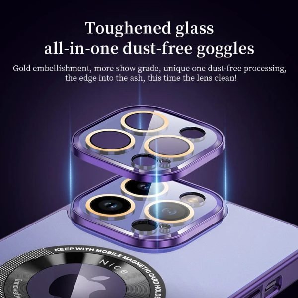 Magnetic Luxury Plating Phone Case For Iphone 12 13 14 Pro Max 14Plus Glass Lens Film Camera Protection Electroplating PC Cover - Image 2