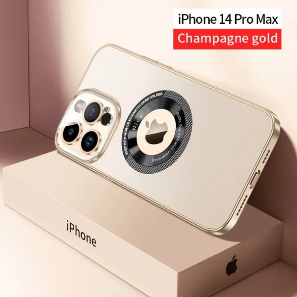 Magnetic Luxury Plating Phone Case For Iphone 12 13 14 Pro Max 14Plus Glass Lens Film Camera Protection Electroplating PC Cover - Image 12