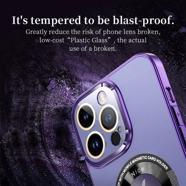 Magnetic Luxury Plating Phone Case For Iphone 12 13 14 Pro Max 14Plus Glass Lens Film Camera Protection Electroplating PC Cover - Image 5