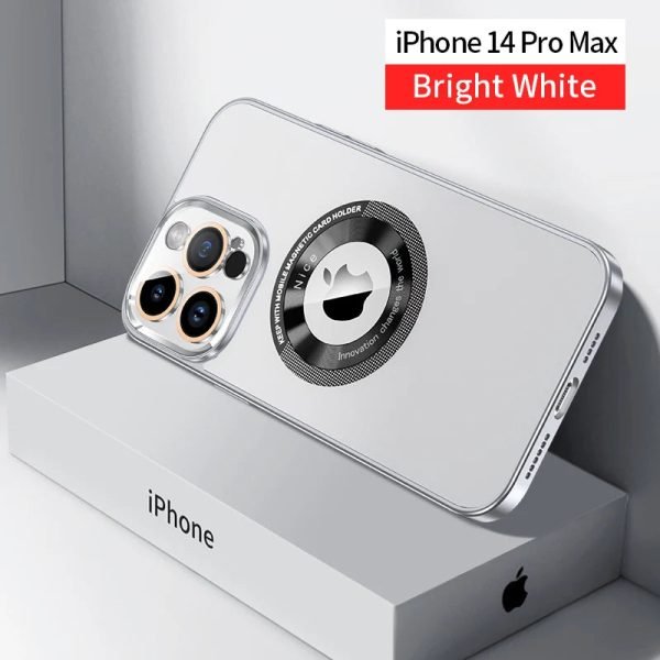 Magnetic Luxury Plating Phone Case For Iphone 12 13 14 Pro Max 14Plus Glass Lens Film Camera Protection Electroplating PC Cover - Image 10