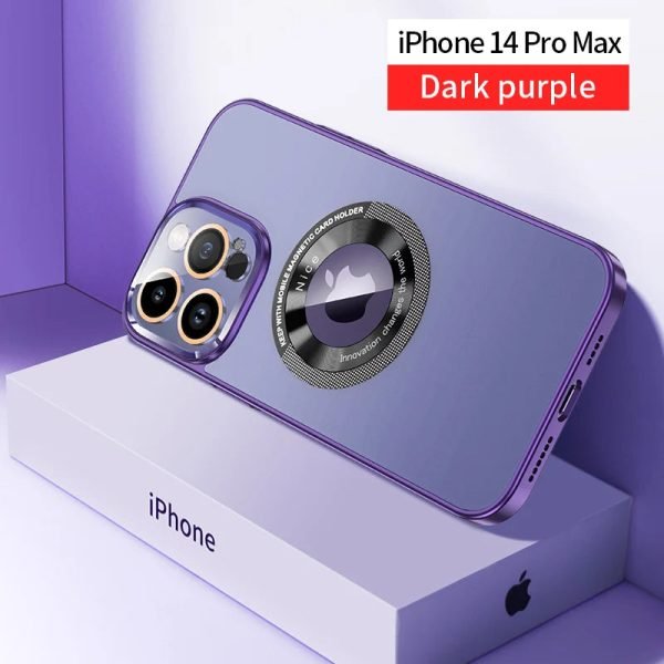 Magnetic Luxury Plating Phone Case For Iphone 12 13 14 Pro Max 14Plus Glass Lens Film Camera Protection Electroplating PC Cover - Image 7