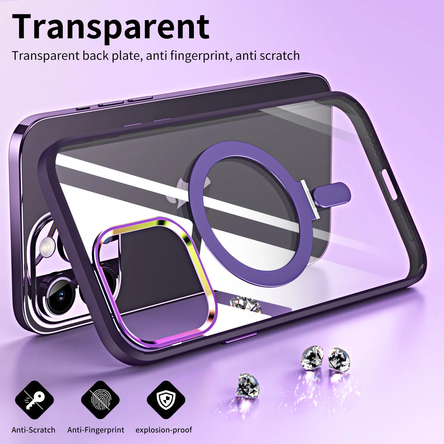 Magnetic Stand Holder For Magsafe Wireless Charger Phone Cases For Iphone 14 13 12 11 Pro Max 14Plus TPU Frame Transparent Cover - Image 2