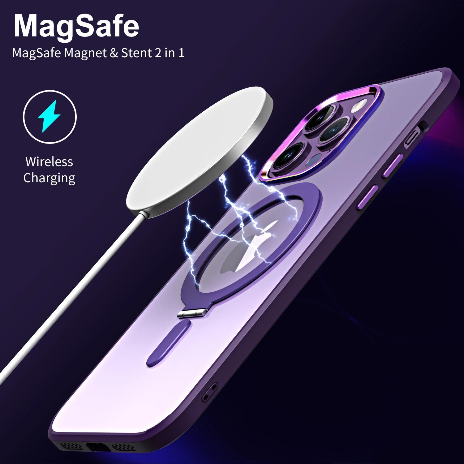 Magnetic Stand Holder For Magsafe Wireless Charger Phone Cases For Iphone 14 13 12 11 Pro Max 14Plus TPU Frame Transparent Cover - Image 6