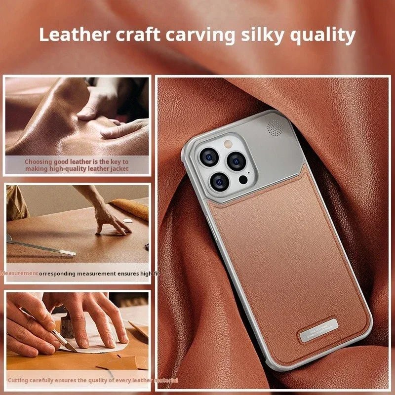 Metal Leather Frameless Aromatherapy Phone Case For iPhone 15 13 14Pro Max Magsafe Magnetic Aluminum Alloy Hard Shockproof Cover - Image 5