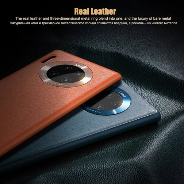 Original Leather For Huawei Mate 40 30 P30 P40 Pro Case Luxury Full Protective Business Shockproof Silicone Bumper Back Cover - Image 2