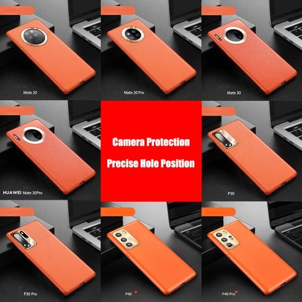 Original Leather For Huawei Mate 40 30 P30 P40 Pro Case Luxury Full Protective Business Shockproof Silicone Bumper Back Cover - Image 6