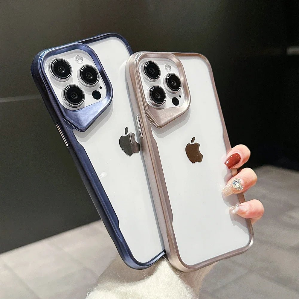 Plating Soft Frame Transparent Phone Case For iPhone 14 12 14 15 Pro Max 15Plus Electroplating Lens Protection Shockproof Cover - Image 2
