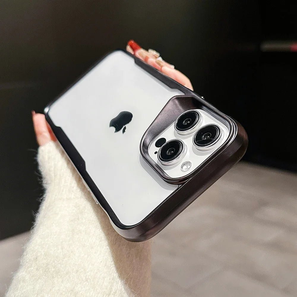 Plating Soft Frame Transparent Phone Case For iPhone 14 12 14 15 Pro Max 15Plus Electroplating Lens Protection Shockproof Cover - Image 4